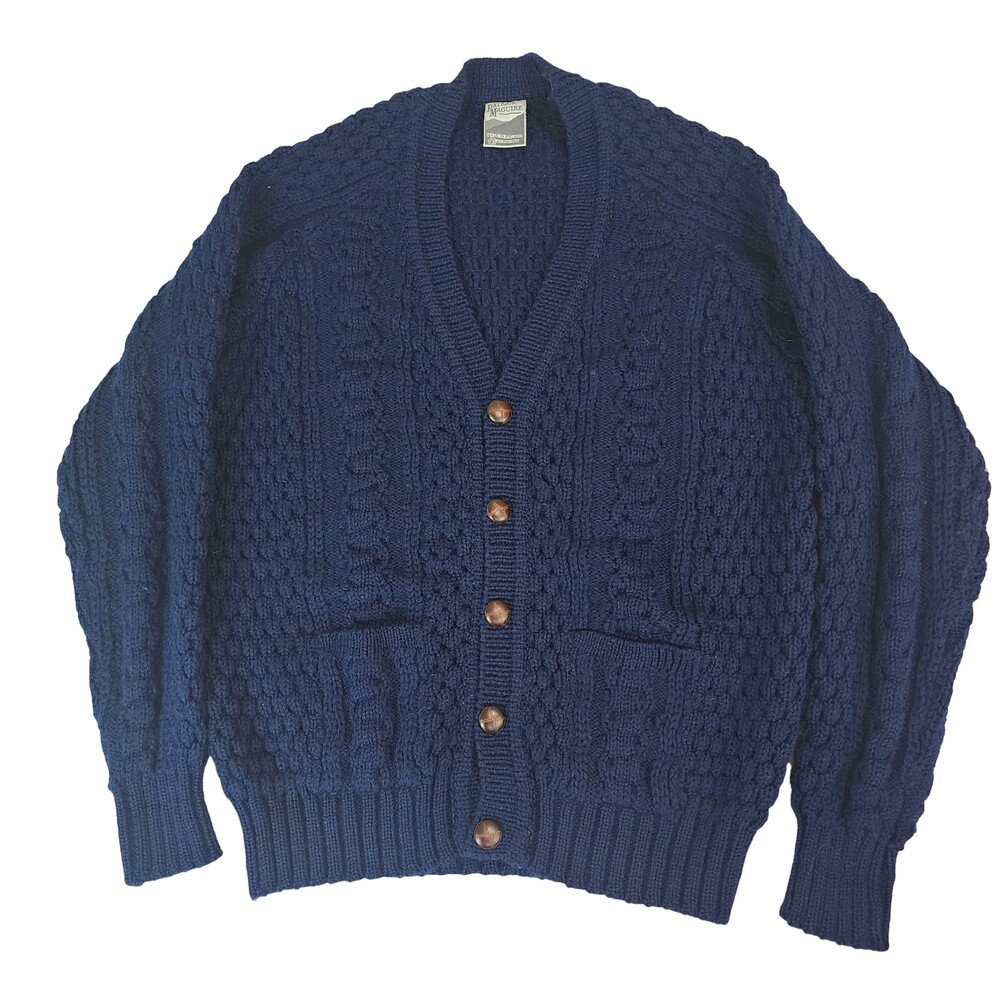 Patrick Maguire Sweater XL Navy Ireland Wool Cable Knit Grandpa Fisherman #2261